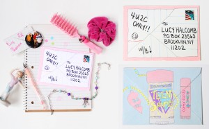 Envelope designs for Lucy Mail's pen pal exchange on Oh Happy Day blog // pencil & prismacolor on paper envelopes, 2016
